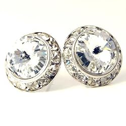 Framed Swarovski 15mm Clear Crystal Earrings Fashion Jewelry
