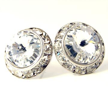 Framed Swarovski 15mm Clear Crystal Earrings Fashion Jewelry