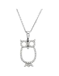 14K White Gold Diamond Owl Necklace - 0.25 Ct. -- LIFETIME WARRANTY