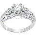 Jewelry : 14K White Gold Created Moissanite & Diamond Engagement Ring