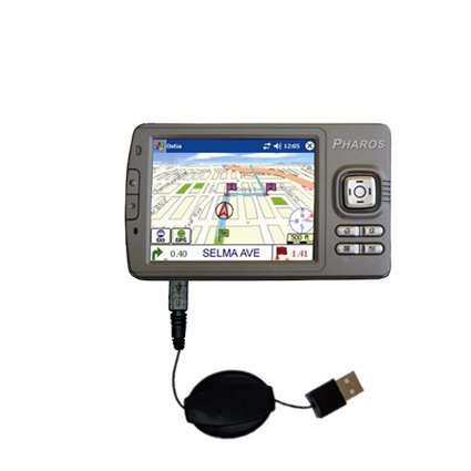Retractable USB Cable for the Pharos 505 with Power Hot Sync and Charge capabilities - uses Gomadic TipExchange Technology