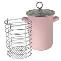 Calypso Basics 3-Quart Asparagus/Vegetable Pot with Porcelain Enamel on Steel, Pink