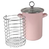Calypso Basics 3-Quart Asparagus/Vegetable Pot with Porcelain Enamel on Steel, Pink