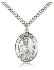 St. Jude Thaddeus Medal, Sterling Silver, Large, Quarter Size