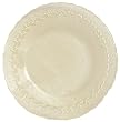 Bottom Painted Glass Fleur De Lis Design Cream Salad Plate 8.25" D Set of Two