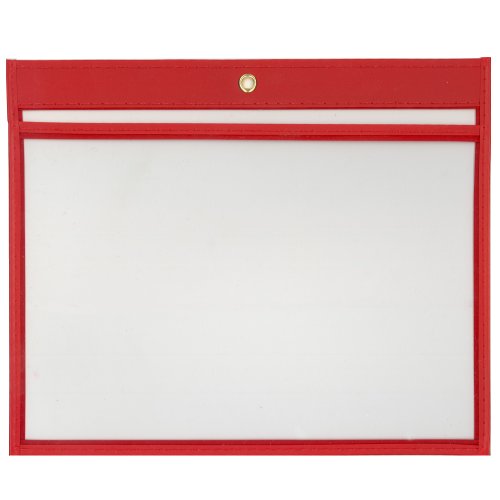 StoreSMARTÂ® - 6" x 9" - Open Long - Red Rigid Vinyl Sewn Pocket - 25-Pack - T85206L-R-25