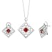 Jewelry : Classical Inspiration 3.50 carats Princess Cut Garnet Pendant Earrings Set in Sterling Silver
