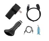 Universal USB Charger Kit for Samsung Yp - S3: USB Wall / Travel Charger, USB Car Charger, 2in1 USB Sync and Charging Data Cable, 3.5mm Straight Audio cable and Light Blue Fishbone Style Keychain