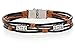 Brown Orange Leather Rope Wrist Bracelet, Unisex and Casual, with Stainless Steel Clasp, By Regetta Jewelry