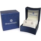 HinsonGayle Handpicked Ultra-Luster 8.0-8.5mm White Button Cultured Pearl Stud Earrings (Sterling Silver)