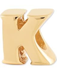 Reflection Beads Silver Gold Plated Letter K Block Alphabet Bead