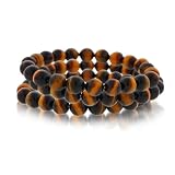 Bling Jewelry Genuine Tiger Eye Stone 8mm Bead Stretch Bracelet Set of 3