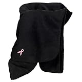 Pink Ribbon Fleece Blanket - Black
