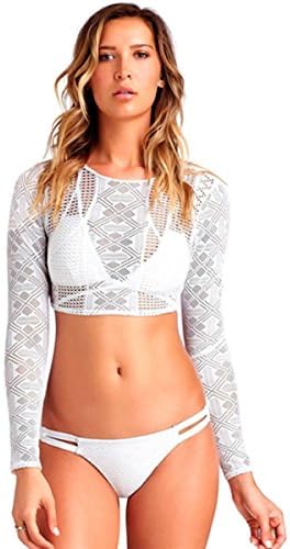 Vitamin A Womens Cannes Cropped Rashguard - White Crochet - 6