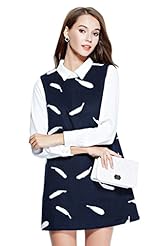 Wool Cocktail Above the Knee Sleeveless Tank Feathers Fitted Winter Evening Dress/Party Dress/Jumper/Mini Dress 