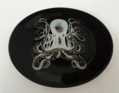 Silver Octopus - 4 Inch Round Glass Trinket Tray