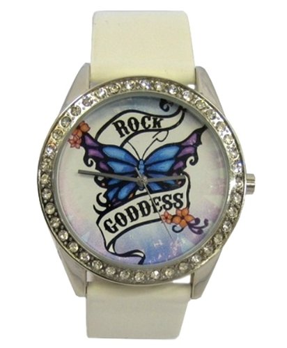 Pink Cookie Ladies Rock Goddess Butterfly Womens Fashion Watch (white) - Amazon UK