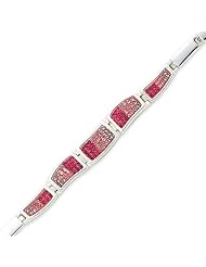 Sterling Silver 7.5 Inch Pink CZ Ferido Style Bracelet - 7.5 Inch