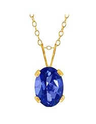 0.95 Ct Oval Shape Sapphire Blue Mystic Topaz Yellow Gold Plated Silver Pendant