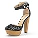 DREAM PAIRS SILVIA Women's Lace Pumps High Heels Peep Toe Ankle Strap Platform Casual Party Shoes