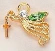 Pack of 8 Gold Plated August Birthstone Angel With Cross Pins
