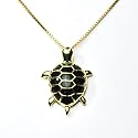 Gold Overlay Sterling Silver Charcoal Chinese Jade Turtle Pendant