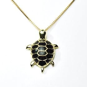 Gold Overlay Sterling Silver Charcoal Chinese Jade Turtle Pendant by Amazon.com Collection