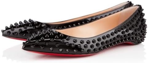 G-small HOT Selling Women Lady Girls fashion steeple head Rivet Pointed Sandals pump Flat shoes (35, black)