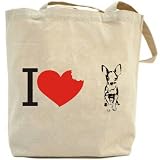 Canvas Tote Bag Beige  I Love Chihuahuas  Dog