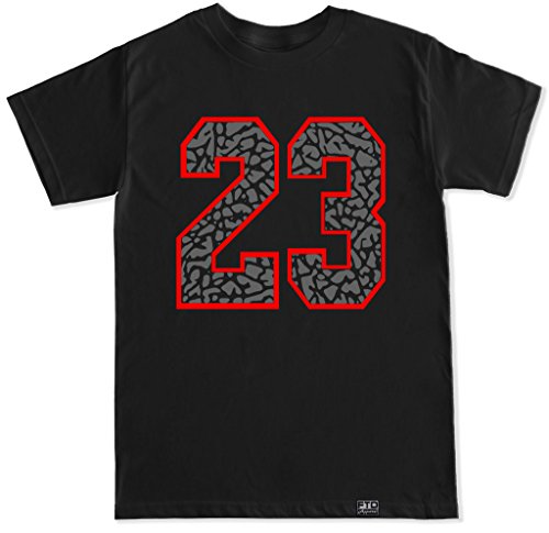 FTD Apparel Men's Red 23 Cement print black T shirt