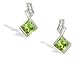 14K White Gold Genuine Square Peridot and Diamond Drop Earrings