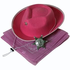  Pink Cowgirl Accessory Kit - Hat, Bandanna, Sheriff Badge