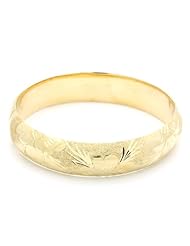14K Yellow Gold 15mm Diamond Cut Heart 2.5 Diameter Adjustable Bangle Bracelets