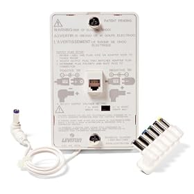 Leviton 40215-W Out-of-Site Power Jack, Cordless Telephone Wall Phone Wallplate Surface Mount, 6P4C Jack, White