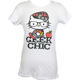 Sanrio Hello Kitty Geek Chic Womens White T-Shirt (Large)