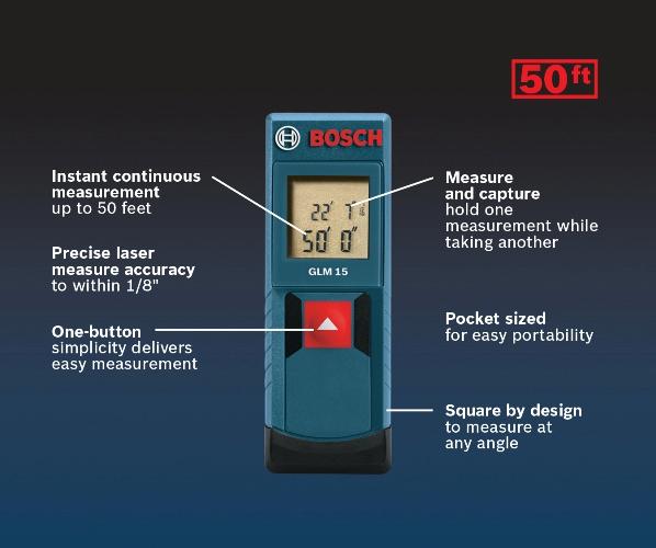 Bosch GLM 15 Compact Laser Measure, 50Feet