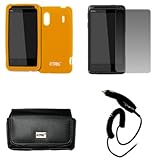EMPIRE Black Leather Case Pouch with Belt Clip and Belt Loops + Orange Sili ....