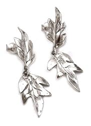Silver dangle earrings, 'Oak Leaf'