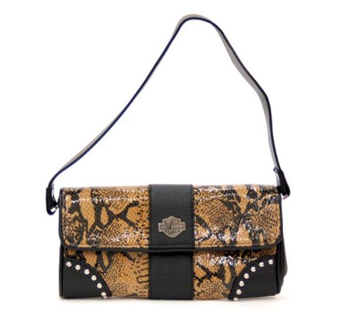 Harley-davidsonÂ® Brown Snake Skin Pattern Clutch Purse Hdb-26010