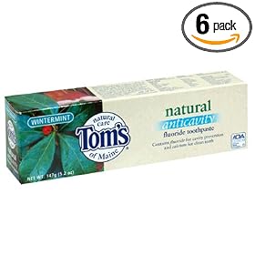 Tom's of Maine Natural Anticavity Fluoride Toothpaste,Wintermint, 5.2-Ounce Tubes (Pack of 6)