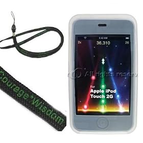 Silicone skin for ipod touch 2nd generation New iPod Touch 2G 8GB 16GB 32GB (2nd generation) (ipod touch not included) + BONUS WISDOM*COURAGE NECKSTRAP, Clear Ver 2