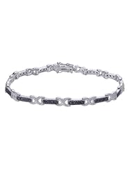1/2 CT Black Diamond Bracelet .925 Sterling Silver 7.25 Inches