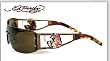 ED HARDY EHS 026 RABBIT BROWN RIMLESS SWAROSKI SHIELD SUNGLASSES