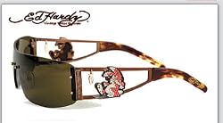 ED HARDY EHS 026 RABBIT BROWN RIMLESS SWAROSKI SHIELD SUNGLASSES