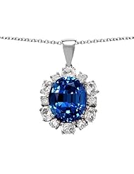 Original Star K (tm) Oval 12x10mm Created Sapphire Pendant in 925 Sterling Silver