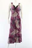 Nouvelle - Wide Strap Crochet Neck Abstract Print Maxi Dress with Tie Back - Purple - Size 12 - 26