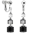 Handcrafted Black Diamond Echelon Cube Drop Clip Earrings