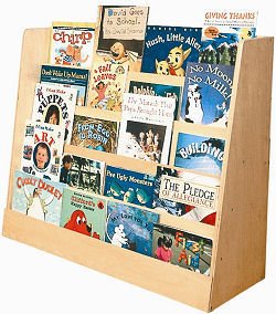 Toys: Kids Book Display Shelf Natural Finish Rubberwood