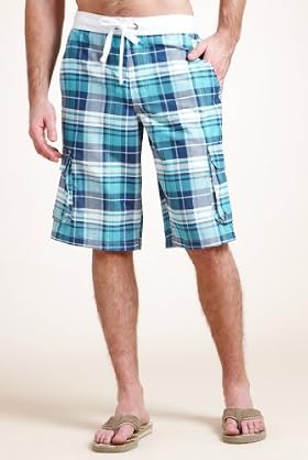 North Coast Check Print Cargo Swim Shorts