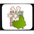 Mouse Pad with bush, smiling, rabbit, waving, hiding